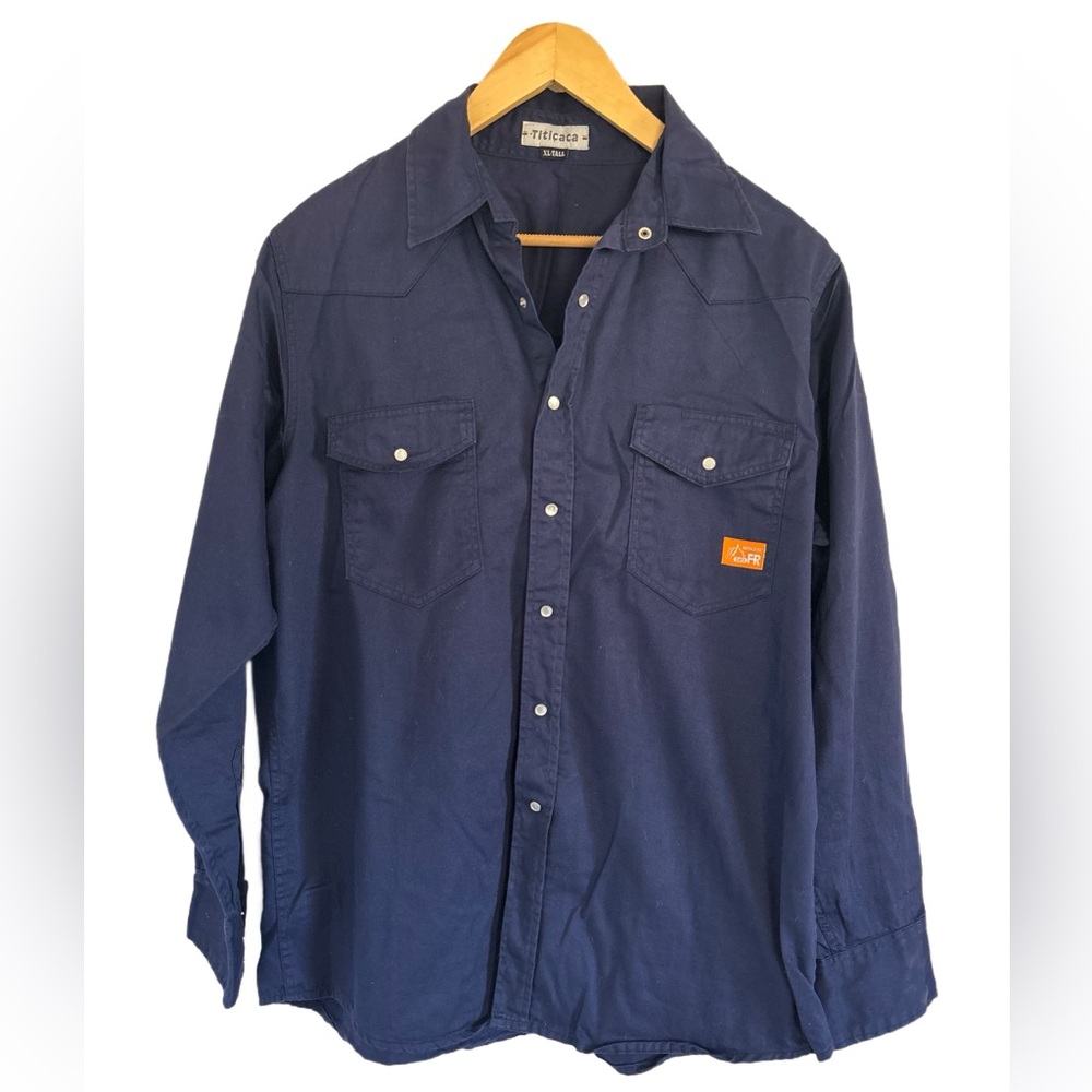 Men’s FR Titicaca extra large tall long sleeve pearl snap button up.